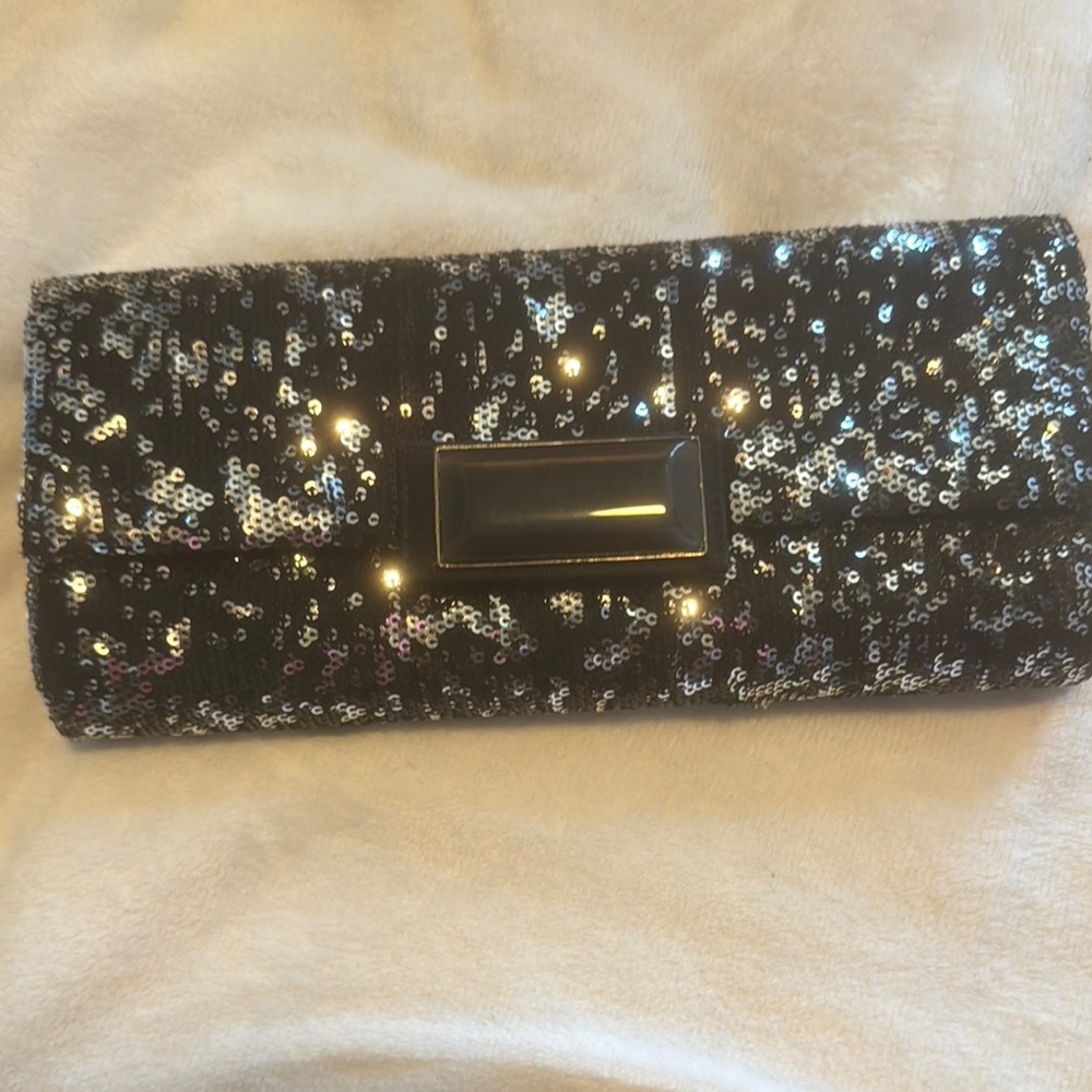 Glint Black and Silver Sequin Clutch for Special Occasions